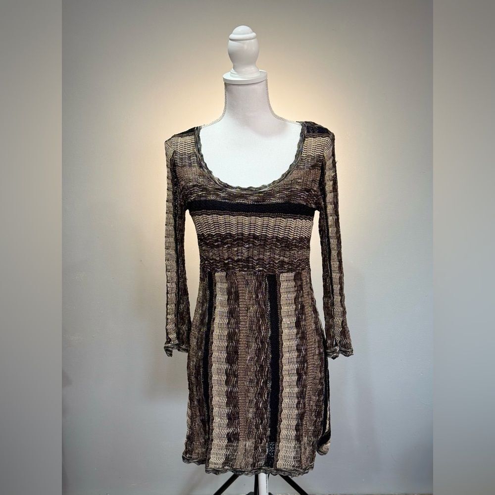 SALE! Brown INC Striped Sparkly Sweater Mini Dress Size L EUC